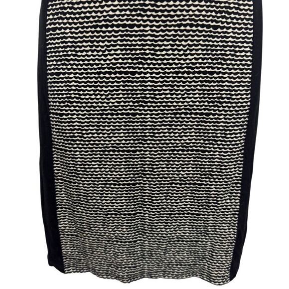 Ann Taylor Loft Womens Black Ivory Print Sheath Pleated Neck Knit Dress sz M - Picture 7 of 16